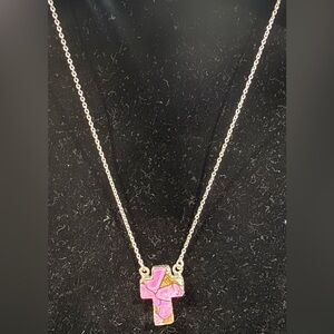 10/16 Sterling Silver “Cotyon Candy Dahlia” Turquoise Cross Pendant Necklace